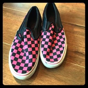Pink and Black checkered Vans